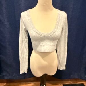 Garage Light Gray Long Sleeve Crop Top